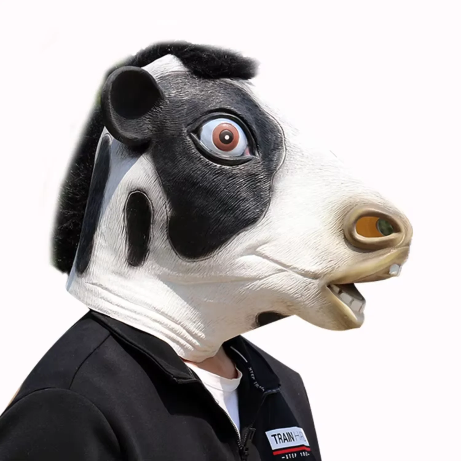 Realistic Cow Mask Soft Latex Animal Cosplay Costume Carnival Full Head Mask - Funny Masquerade Animal Costume