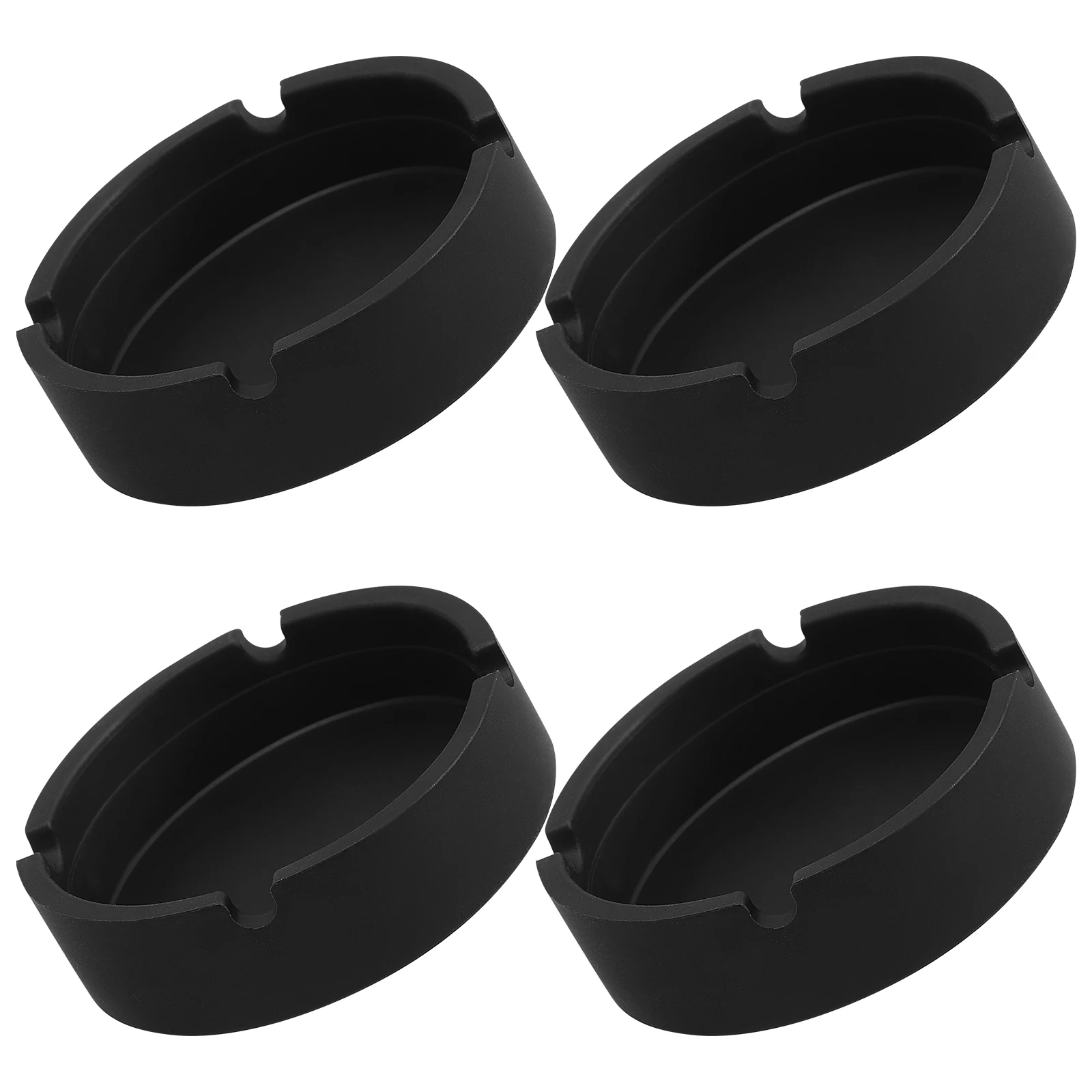

4pcs Black Silicone Ashtray Heat Resistant Round Container for Home Office Hotel Easy Clean Anti Break