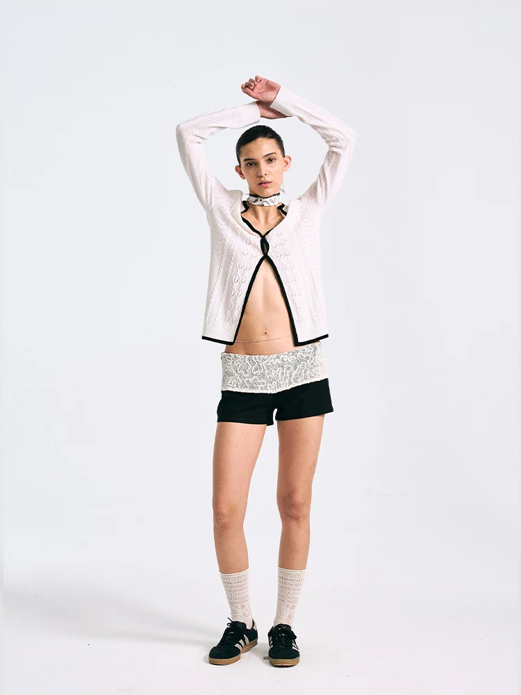 

Женские универсальные сексуальные юбки-шорты Holl с высокой талией, кружевом и лоскутным дизайном, повседневные брюки прямого кроя из смесового полиэстера, эластичные...