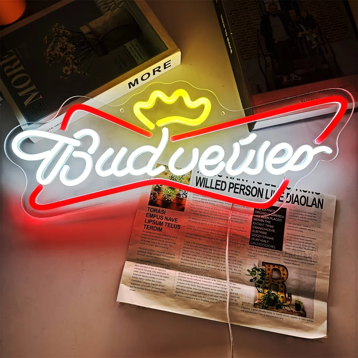 Budweiser Neon Sign - Colorful LED Lighting, Wall Mountable,Perfect for Beer Party, Festival, Birthday, and Home Decor Ambiance