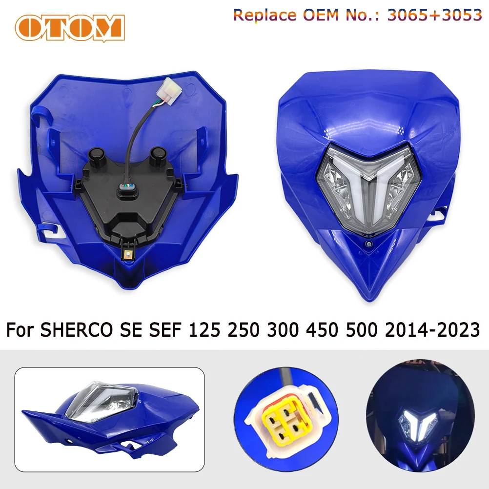 OTOM For SHERCO LED Headlight Assembly SE SEF 125 250 300 450 500 Motorcycle Head Light 2014-2023 Dirt Bike Headlamp Accessories