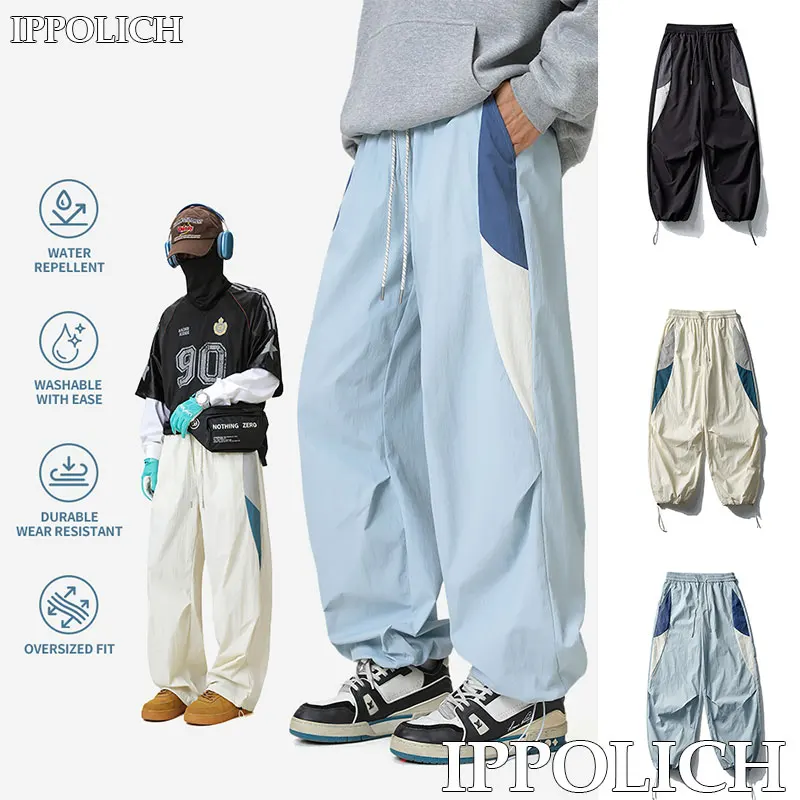 Pantaloni sportivi da uomo Pantaloni sportivi da corsa con colori contrastanti resistenti all'usura impermeabili Pantaloni cargo sportivi casual per fitness all'aperto autunnali