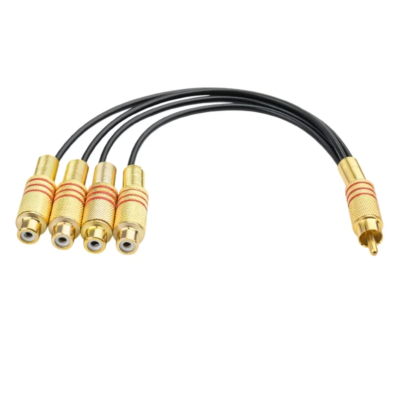 RCA Male to 4 Lotus Female Audio Head 1:2 1:3 1:3 1:4 RCA AV Transfer Link Line Cable