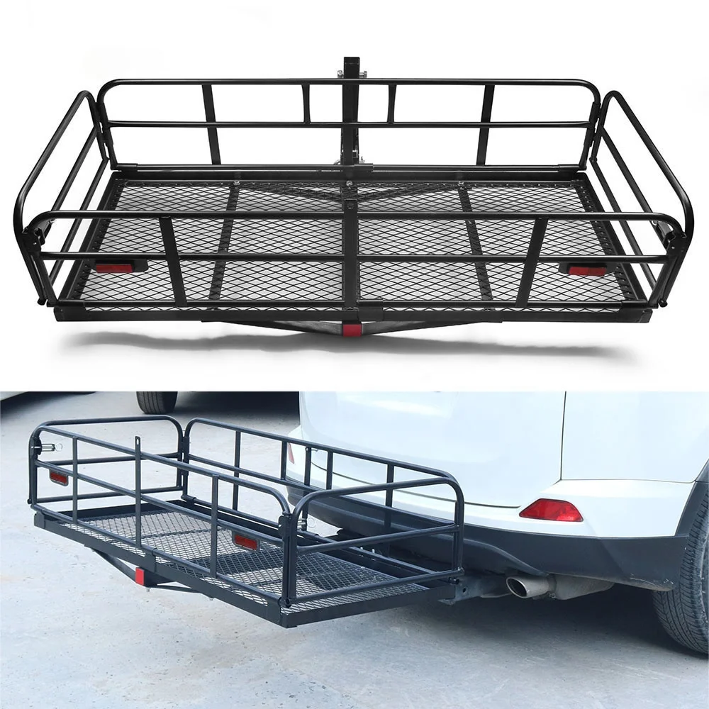 400 Lbs Heavy Duty Hitch Mount Cargo Carrier Folding  Rack Rear Luggage Basket Fits 2