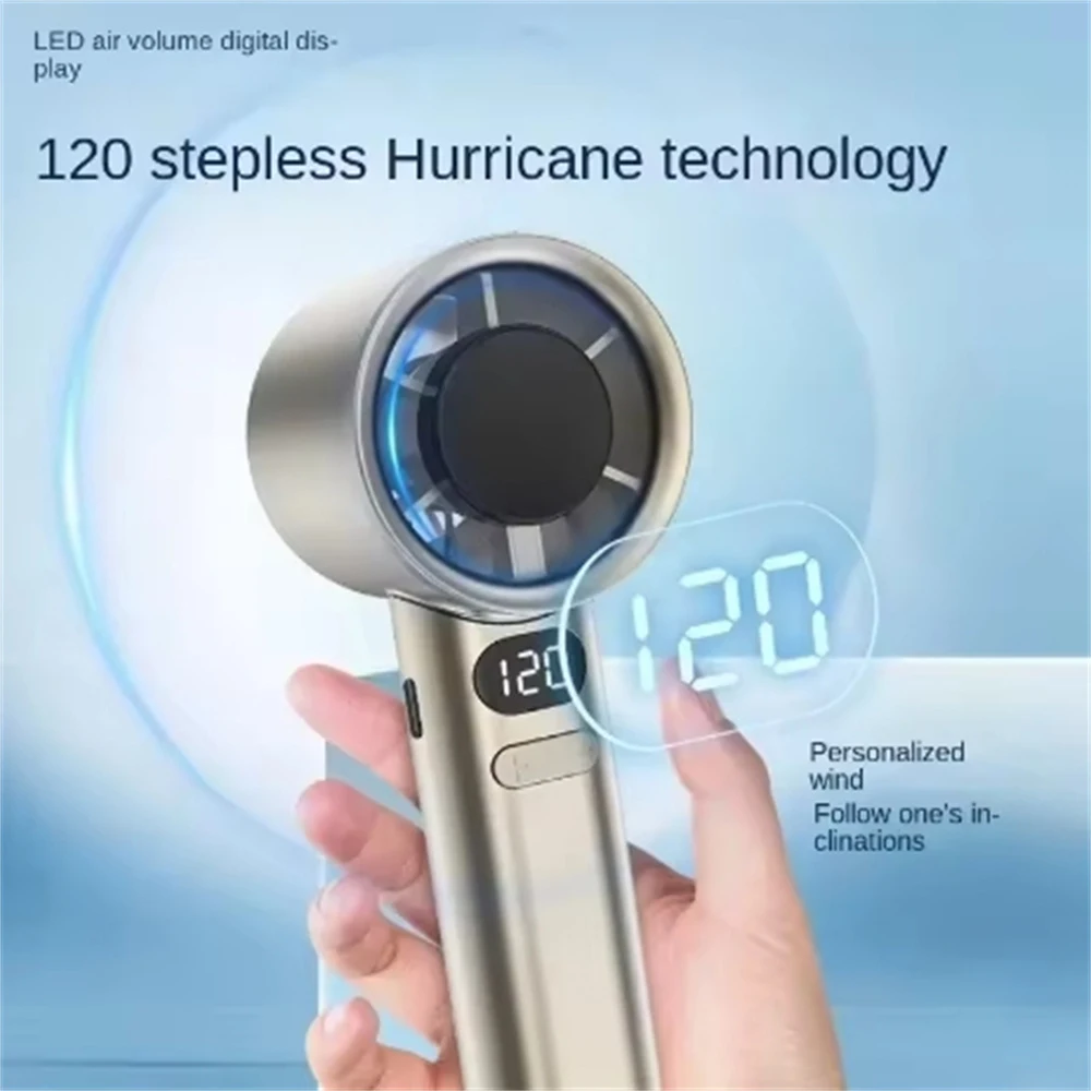 120 Speeds High Speed Handheld Fan 10000+ RPM Turbo Fan Portable USB Rechargeable Desktop Fan for Home Office Camping image 3