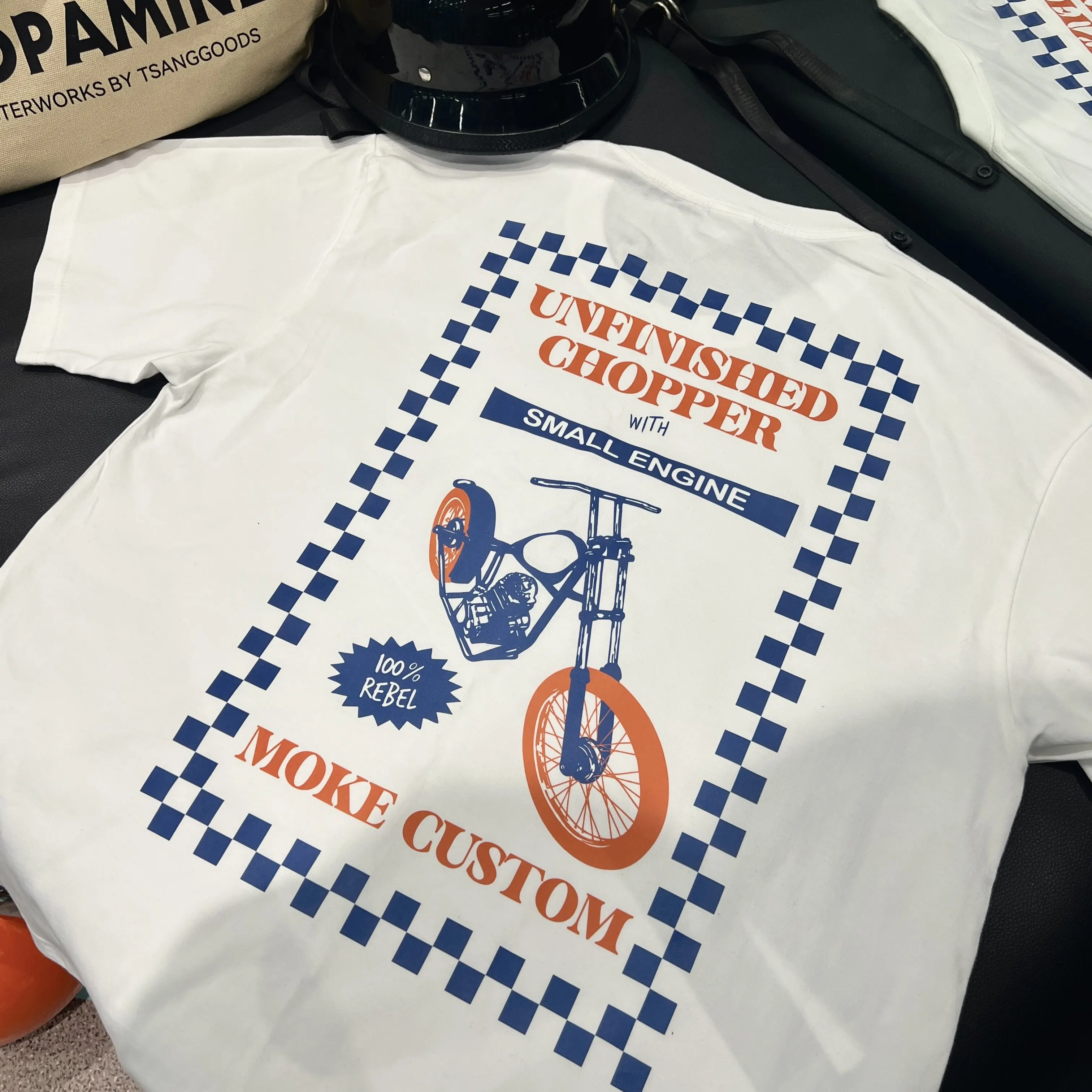 Men's Women's Oversized Crew Neck T-Shirt Moke Custom Classic Chopper Motorcycle Short Sleeve Vintage Biker Streetwear Tee