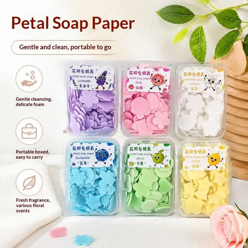 Disposable Petal Travel Soap Leaves Cute Instant Lather Portable Small Gift for Camping Hotel Hiking Travel Lovers