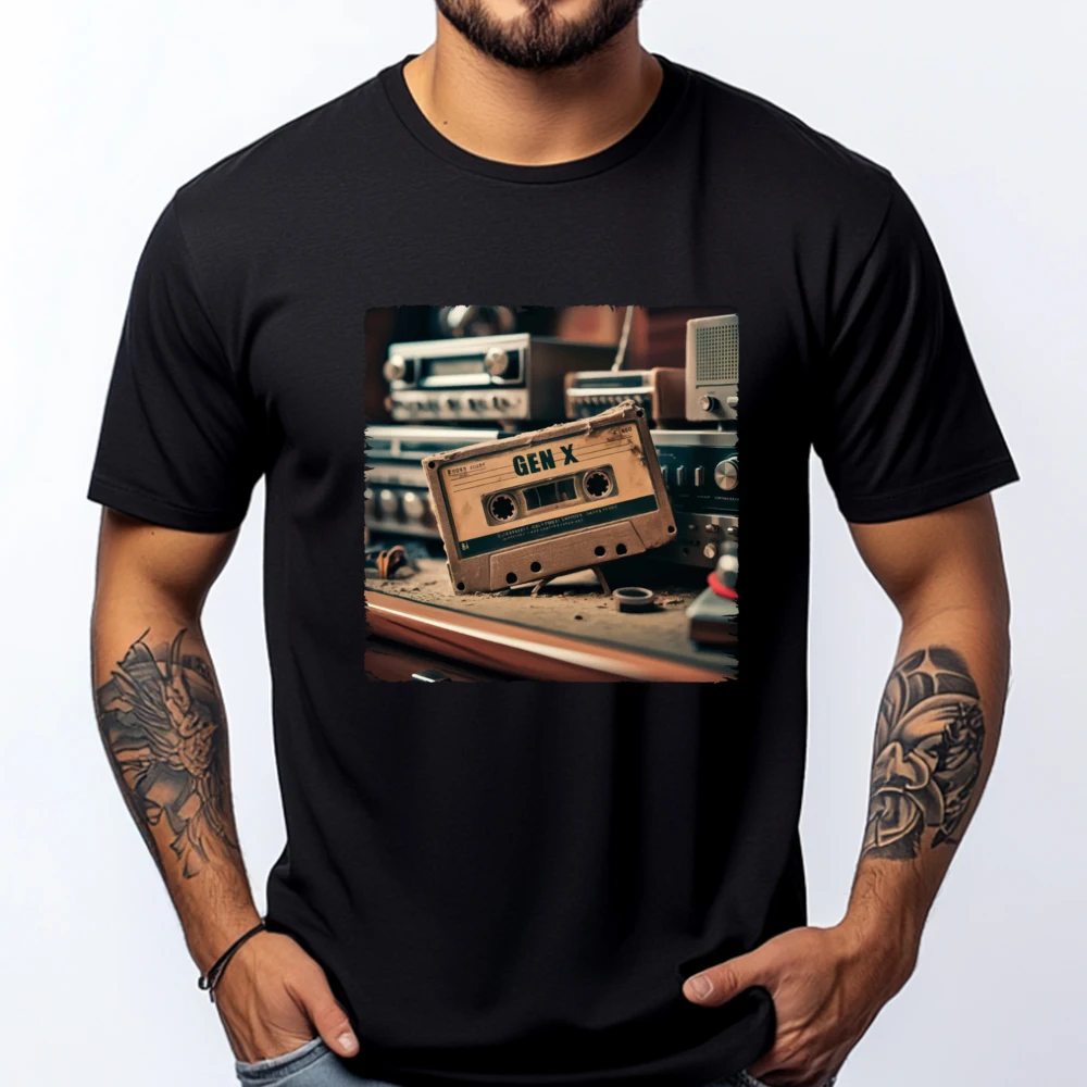 

Gen X 80 Rock Cassettes Graphic T Shirts Men Oversized Autumn White T Shirt Men Geek Graphic Shirts Classic