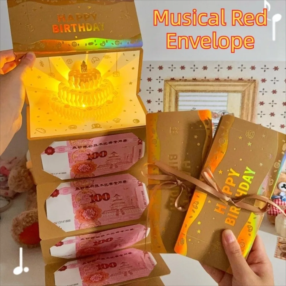 

Новый 3D красный конверт на день рождения, поздравительная открытка, складной несколько слотов для карт, новогодний денежный красный конверт, красный конверт на день рождения