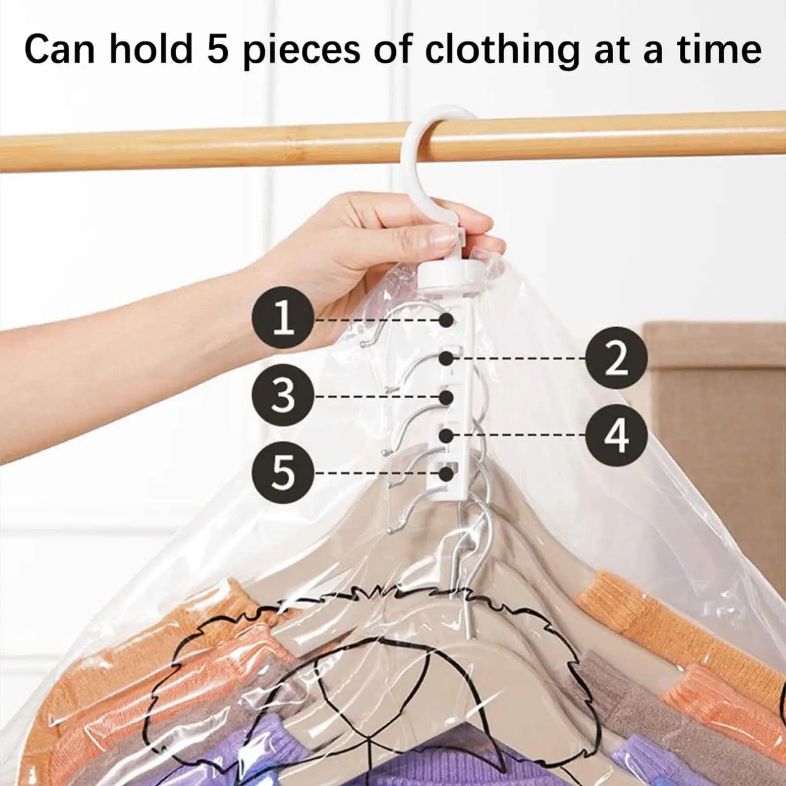 Hanging Vacuum Space Saver Bags Closet Organizer Storage Bags, Vacuum Seal Clear Bags for Clothes, Suits, Dress Or Jacke image 6