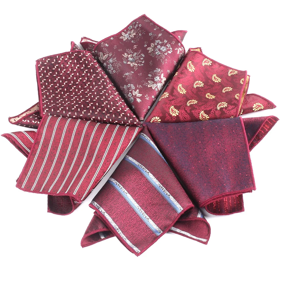 

Wine Pocket Square For Men Paisley Chest Towel Wedding Kerchief Gentlemen Hankies Men's Handkerchief Striped Pocket Towel