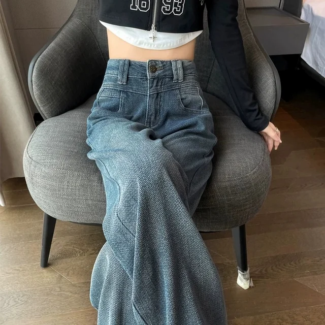 

Прямые джинсы с высокой талией, женские облегающие джинсы со звездным узором, длина до пола, драпированные широкие брюки, весна-лето, новое поступление