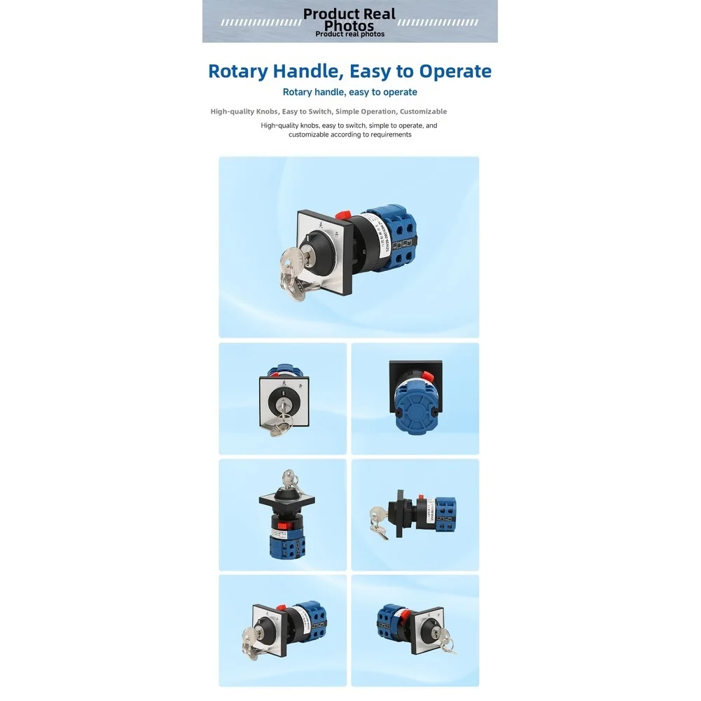 2 Position 2 Section Key Lock Rotary Switch ON-OFF For LW26 Control Device Electrical Circuit Changeover Switch 20A AC440V Tool
