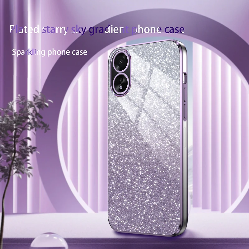 For Oppo A18 Case OPPO A38 Phone Case CPH2579 CPH2591 Luxury Gradient Glitter Plating Case opp a38 a18 Silicone Back Cover Funda