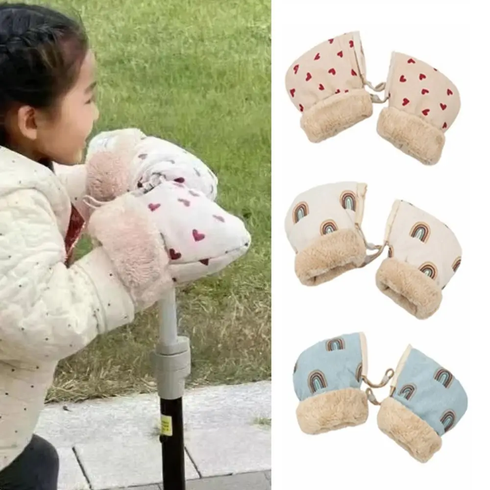 Gants de poussette pour bébé, Design coupe-vent, doublés en polaire, gants de vélo chauds pour enfants, Protection extérieure confortable
