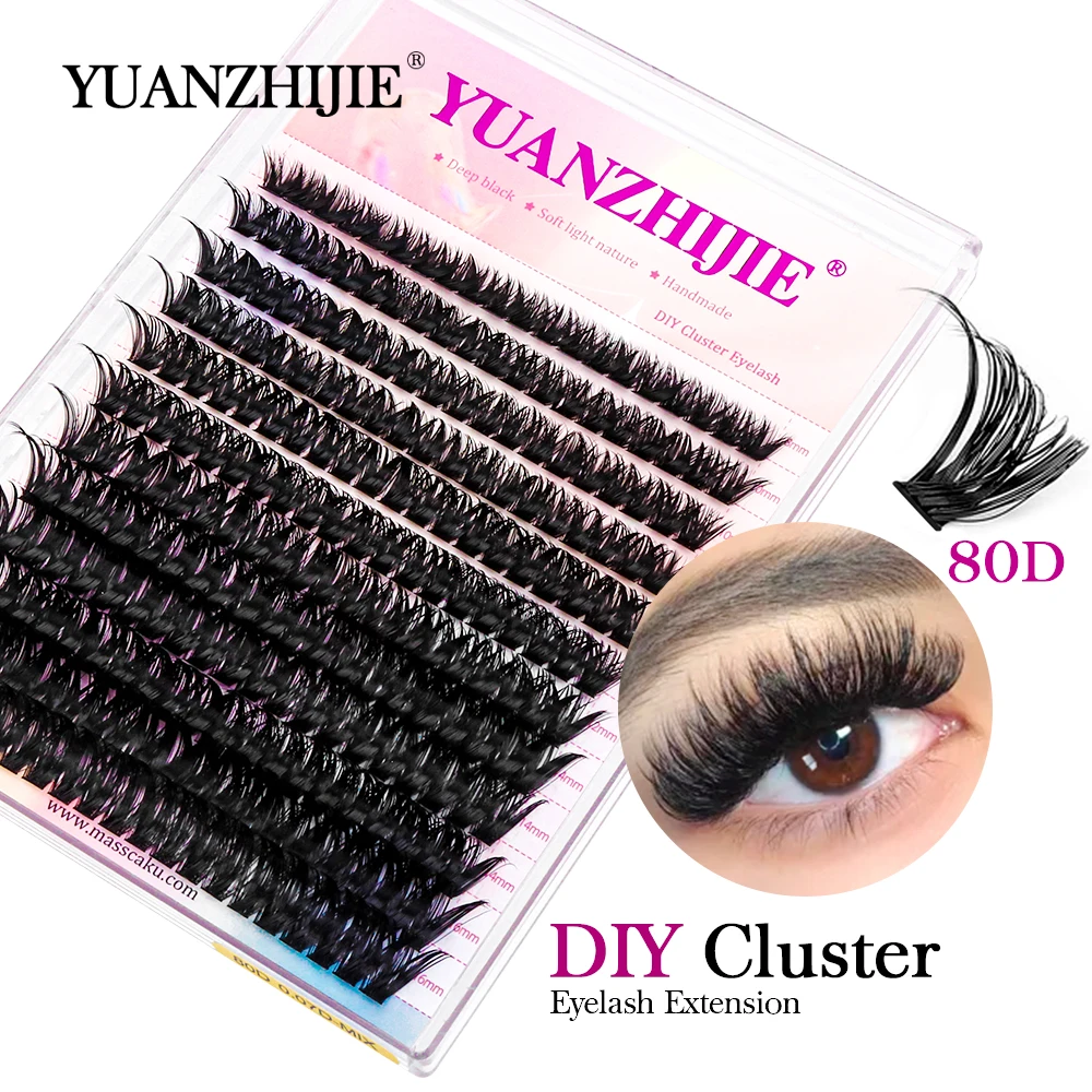 YUANZHIJIE DIY Eyelashes Extension 144PCS Individual Lashes Cluster C/D Curl 8-16mm&Mix Volume False Eyelash Makeup tools