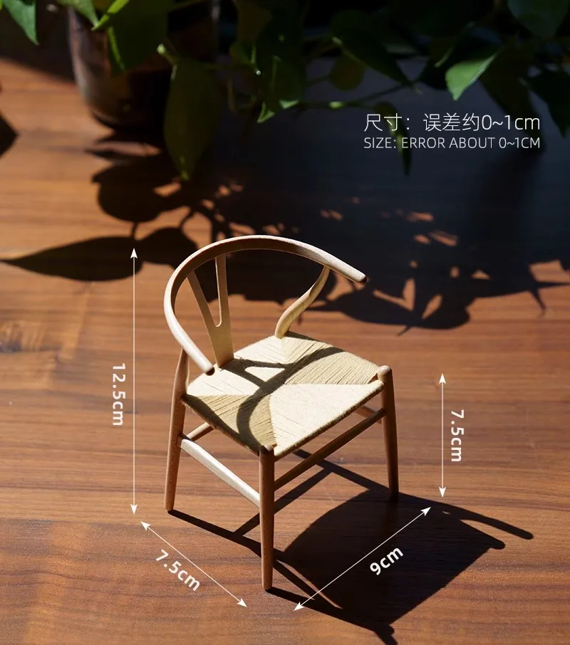 Handmade Craft Mini Furniture Toys Maple Wooden Chair Model Museum Series Soldier BJD Doll HOUSE Accessories Toy Collection DIY