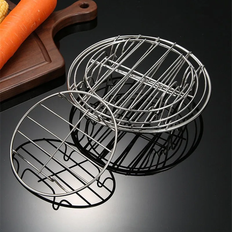 Stainless Steel Air Fryer Accessories Portable Meat BBQ Grill Rack ForCosori/Philips/Ninja Air Fryer Oven Baking Cooking Holder
