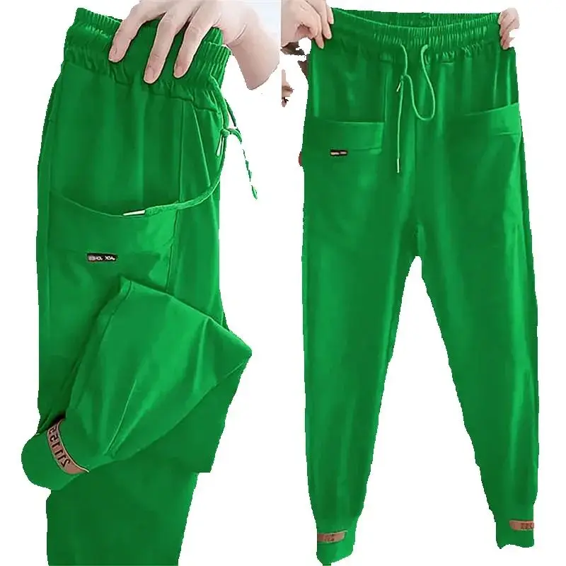 Spring Summer Thin Sweatpants Casual Elastic Waist Harem Pants Women Plus Size Loose Ice Silk Quick-Drying Pants Pocket Trousers