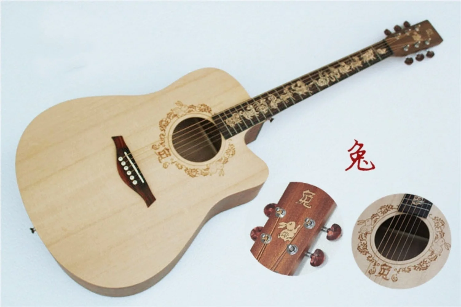 41 inch folk guitar, acoustic guitar, spruce wood solid board, back side laminated board, available for immediate sale