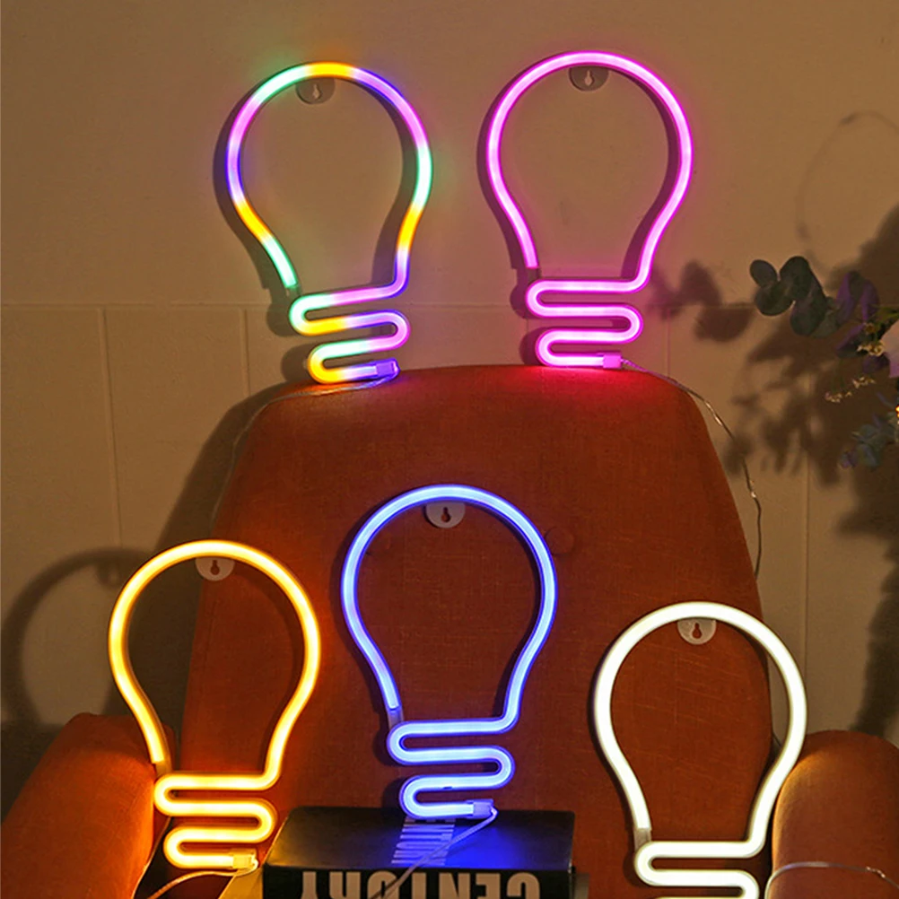 

Neon Light LED Modeling Bulb Shape Night Lamp Desktop Christmas Decor Light Bulb Neon Lamp Waterproof Lighting LED