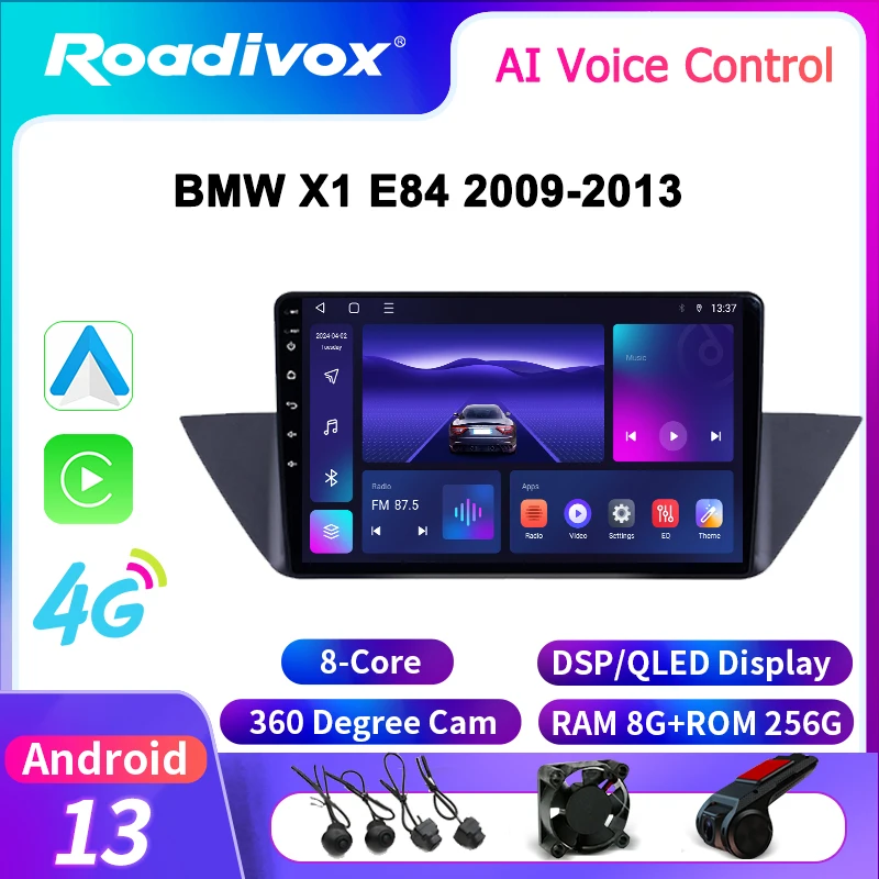 roadivox Android Car Radio for BMW X1 E84 2009-2013 GPS Navigation Video Stereo Screen Multimedia Player Tape Recorder Carplay