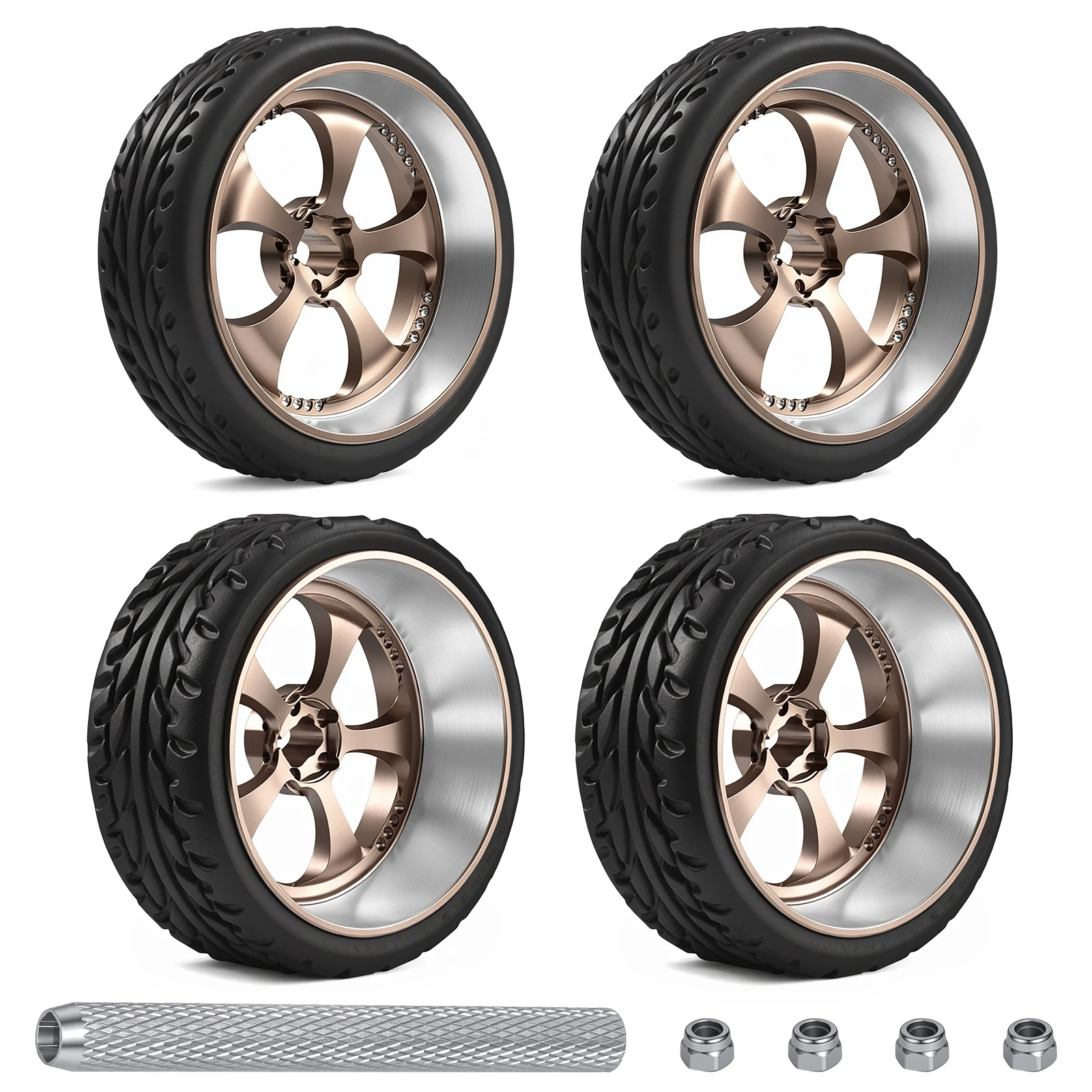 4pc 27mm Selectroplating Process Wheels with tool nuts for 1/28 1/24 wltoys K989 Series TG Racing RC Car Upgrade Wheels
