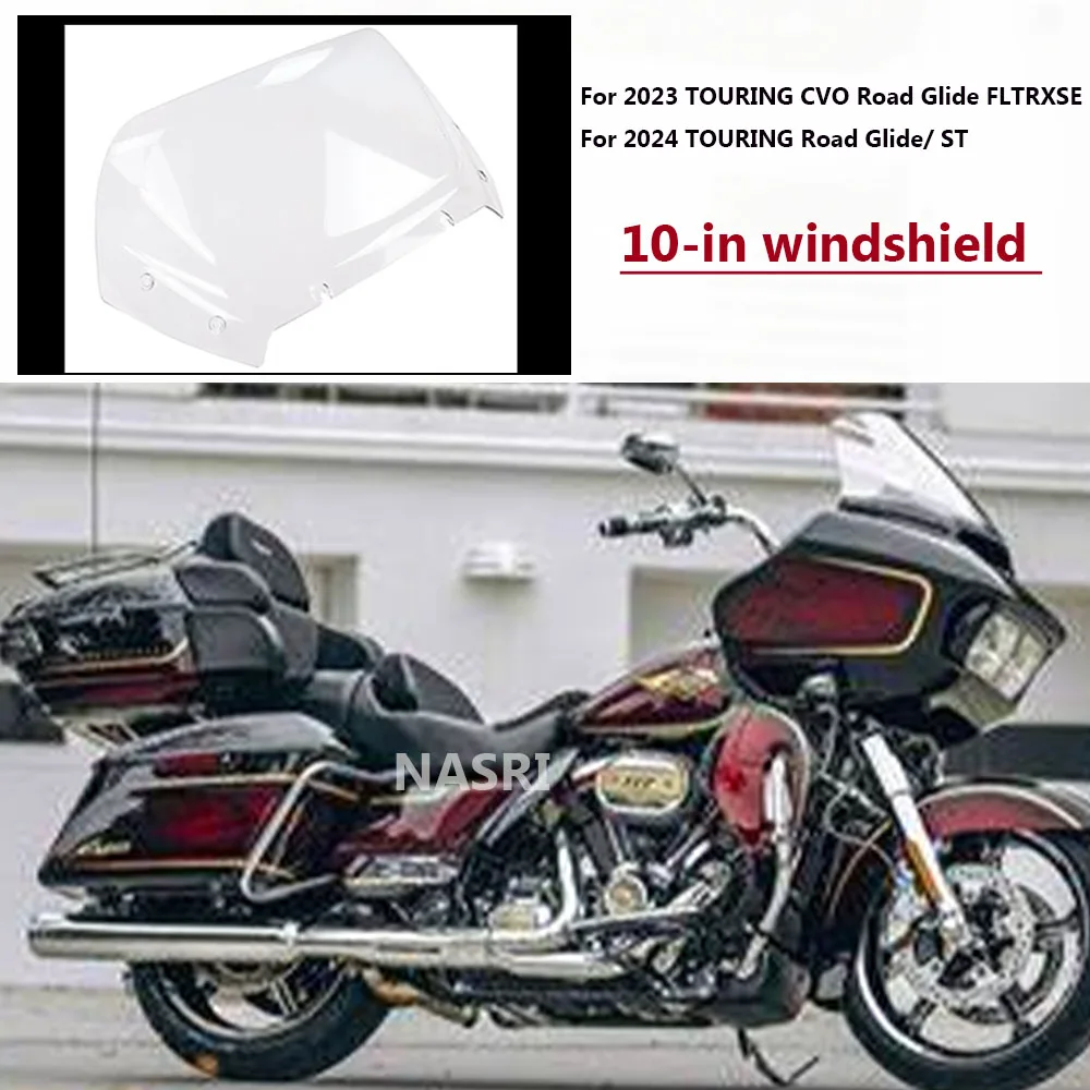 

Motorcycle 10" Windshields Windscreen Wind Deflector For Harley TOURING CVO 121 117 Road Glide ST FLTRXSE 2023 2024 Windscreen