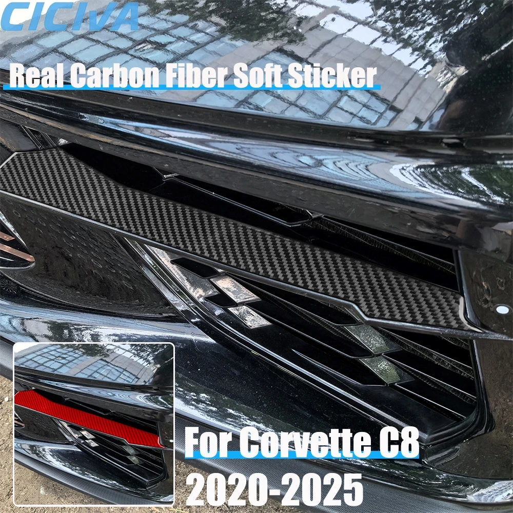 

Real Carbon Fiber Car Accessories Front Intake Panel Cover Soft Sticker For Chevrolet Corvette C8 2020 2021 2022 2023 2024 2025