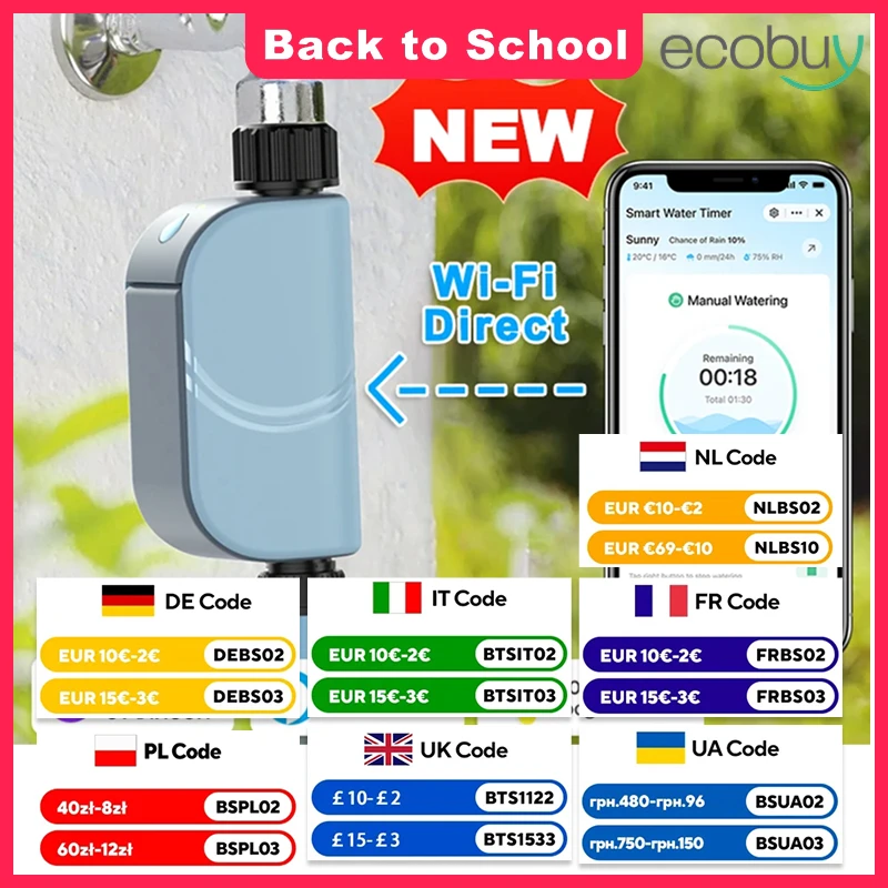 

Tuya Wifi Garden Automatic Irrigation Smart Sprinkler Drip Irrigation System Outdoor Remote Water Controller Irrigation System