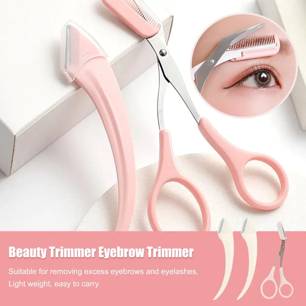 

3Pcs/Set Eyebrow Trimming Knife Eyebrow Face Razor For Women Eyebrow Scissors With Comb Brow Trimmer Scraper Kit Beauty Tools