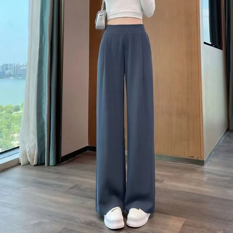 Korean Solid Simple Women Pants High Waist 2024 Spring Summer All-match Pants for Women New Niche Design Long Trousers