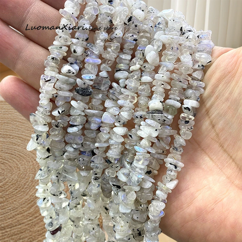 5-8mm Irregular Gem Natural Stone Point Moonstone Loose Spacer Beads for Jewelry Making Diy Bracelet Charms Accessories 30‘’