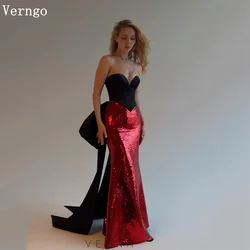 Verngo Black Red Sequined Evening Dresses Sweetheart Mermaid Prom Party Dress Celebrity Christmas Birthday Prom Gown Customized
