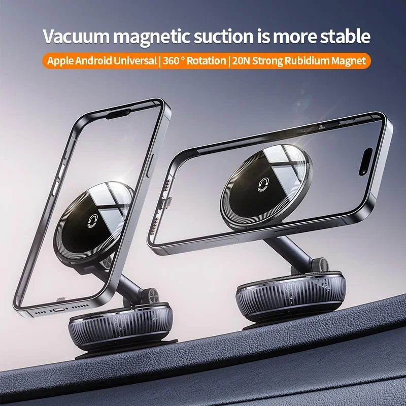 

Foldable Car Vacuum Suction Magnetic Phone Holder Stand for Magsafe iPhone 17~12 Adjustable Swivel Lock for Your Car/Gym/Mirror