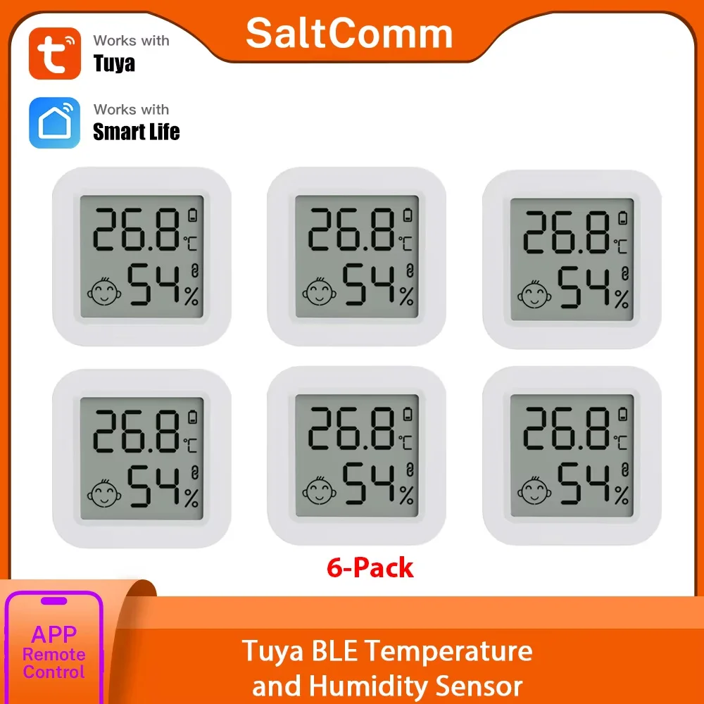 Mini termometr higrometr Tuya, czujnik temperatury i wilgotności, kompatybilny z Bluetooth, zdalne sterowanie przez aplikację, współpracuje z SmartLife i Alexa.