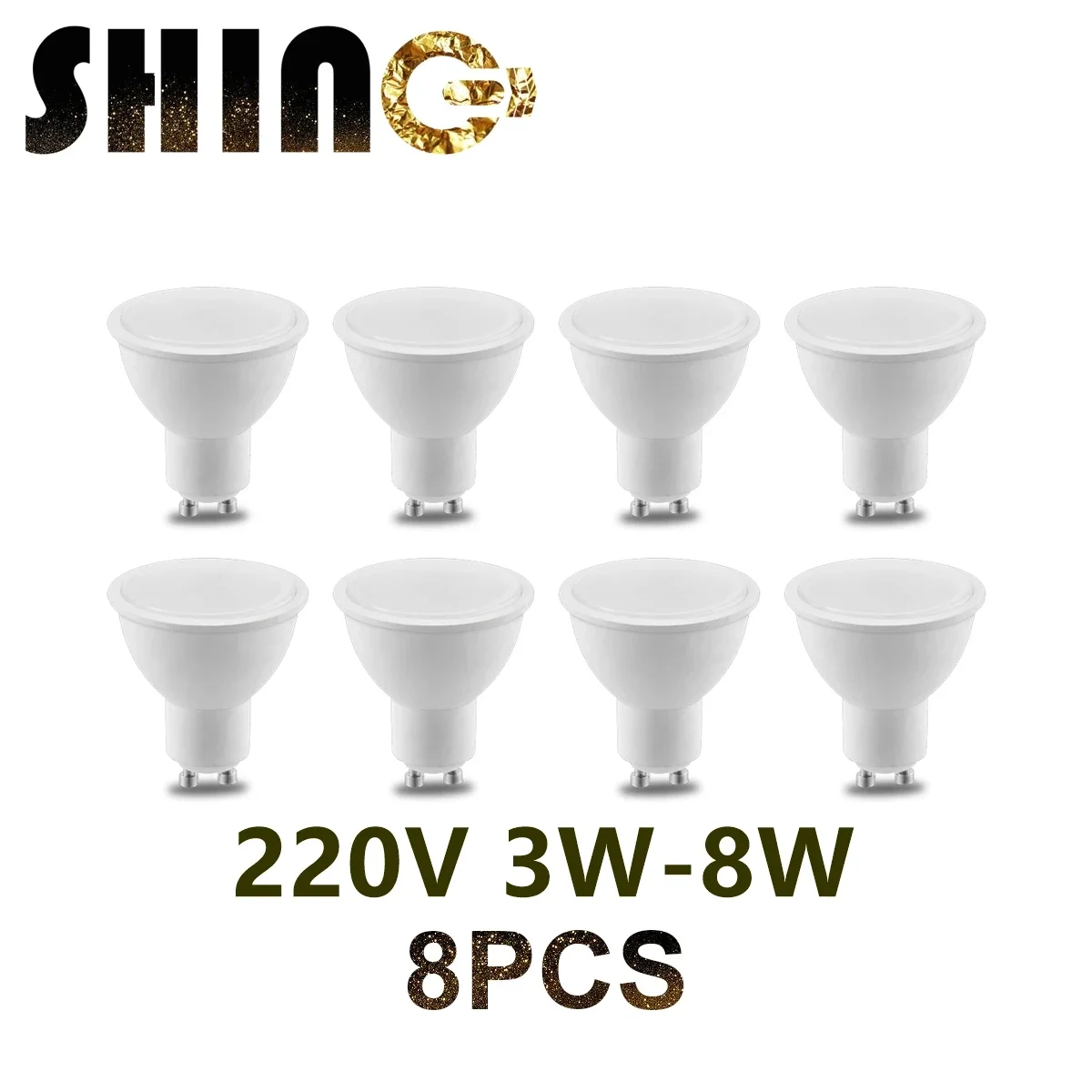 

8PC LED spotlight GU10 220V-240V 3W-8W high bright warm white light is suitable for downlight kitchen replacing 50W halogen lamp