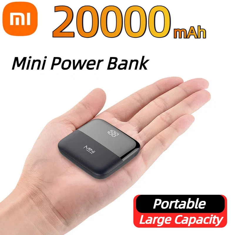 Xiaomi 20000mAh Mini Power Bank Portable Large Capacity External Battery Fast Charging with 2 Usb Port Digital Display Powerbank