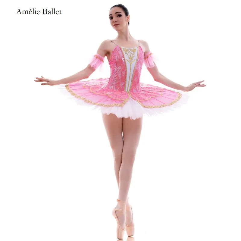 

BLL015 Girls & Women Standard Size Pre-Professional Ballet Dance Tutu Costume Stiff Tulle Pancake Tutu Sequin Ballerina Dress