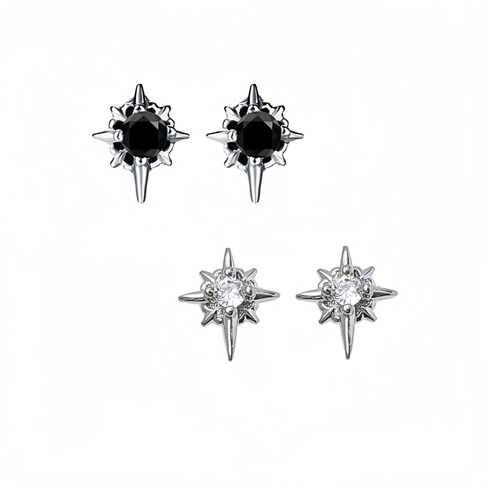 Unisex Edelstahl Vintage Gothic Punk Kubikzircon Ohrstecker für Männer Frauen Hypoallergener Chirurgenstahl Schmuck Geschenke