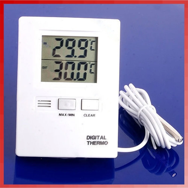 White Digital LCD Indoor And Outdoor  Temperature Meter