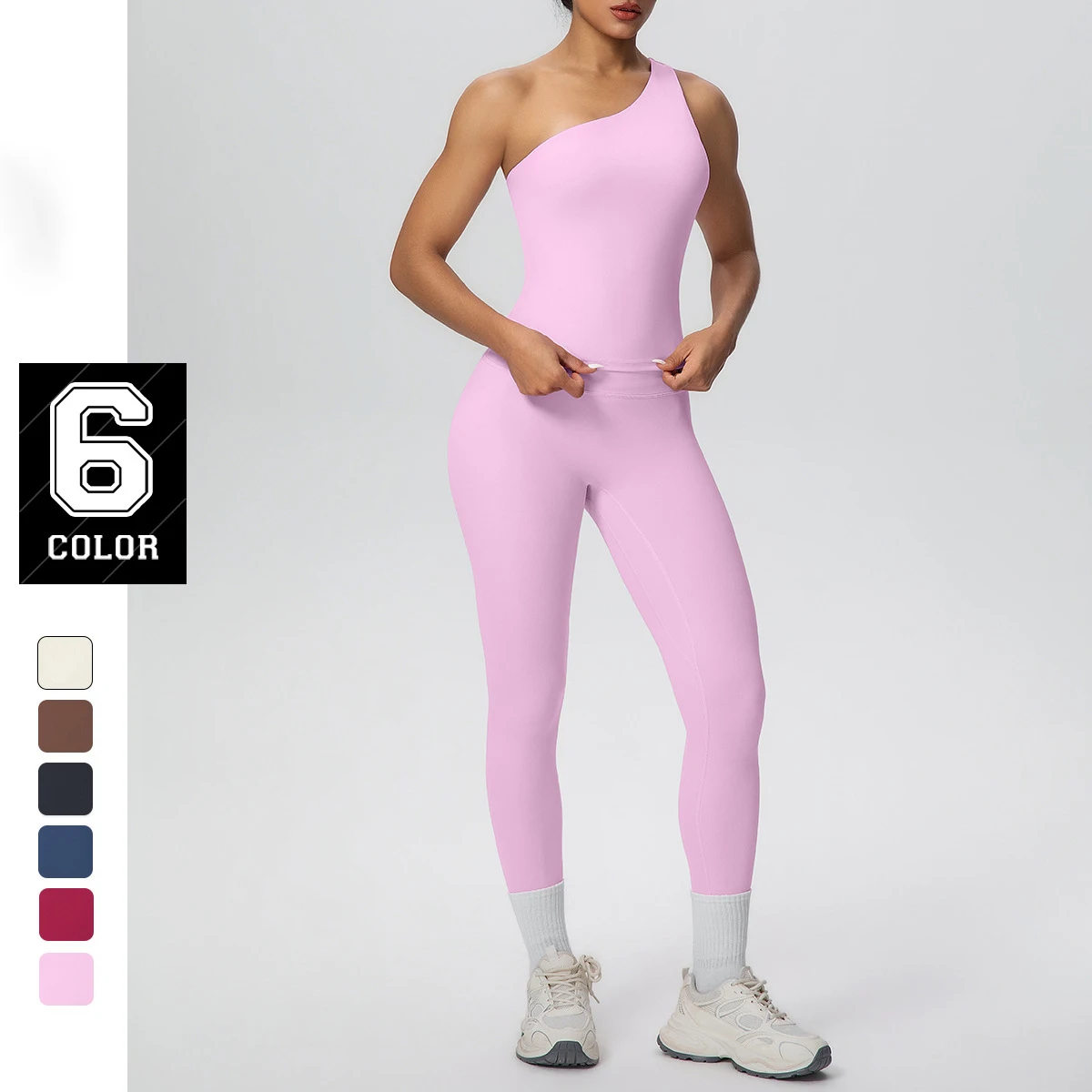 

Быстросохнущий однотонный спортивный комплект для йоги для женщин, бюстгальтер на одно плечо, нижнее белье для йоги с нагрудной подушечкой, штаны для фитнеса, комплект для йоги