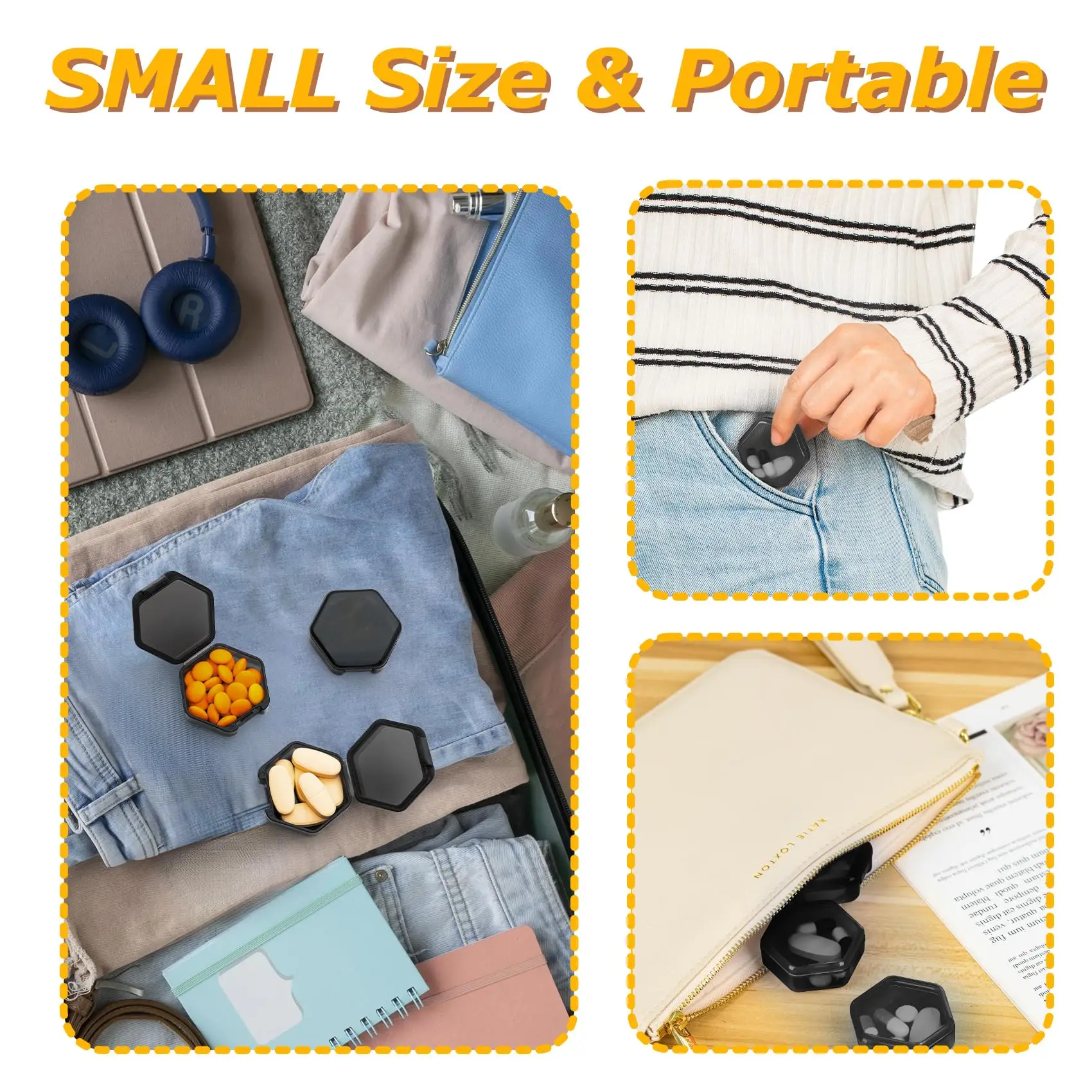 Pastillero pequeño de 12 Uds., pastillero de viaje, Mini organizador portátil para monedero de bolsillo, contenedor de vitaminas para medicina diaria, aceite de pescado