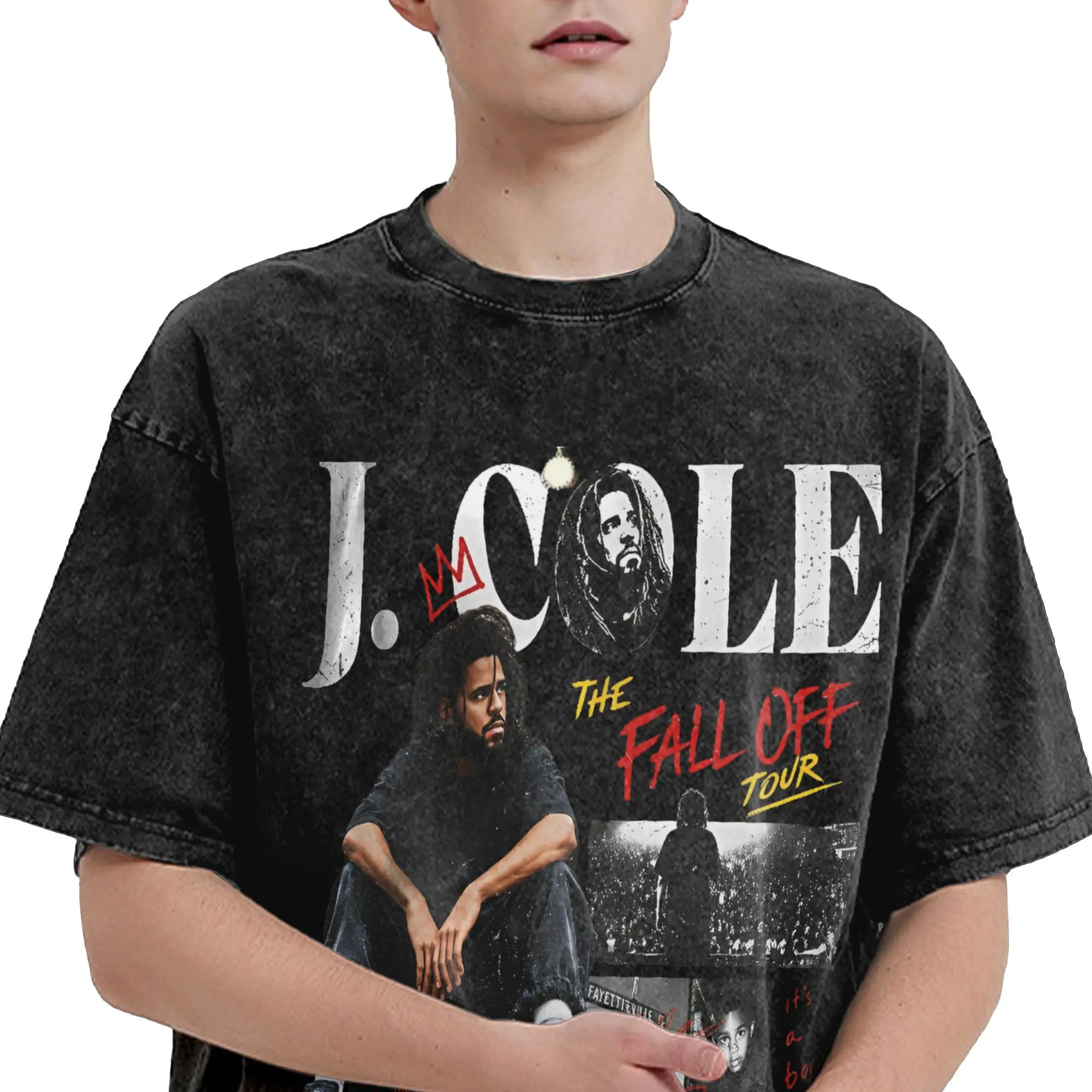 J. Cole Trendy 2026 Tour Apparel Washed T Shirt Men Women Streetwear Hip Hop T-Shirt Summer  Tees Tops Short Sleeve