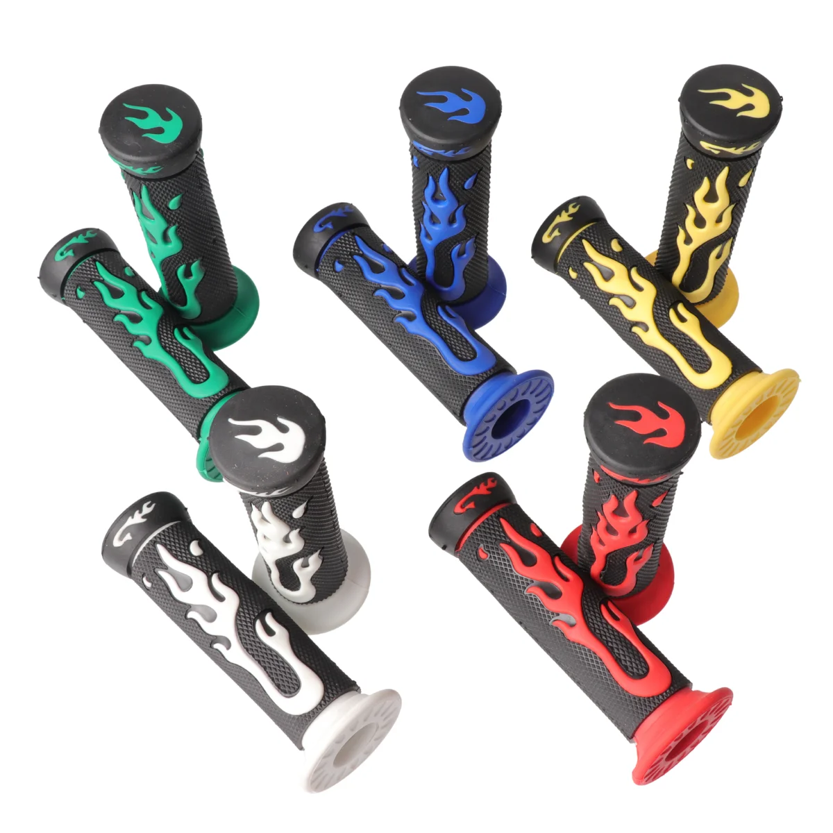 Universal  22mm TPR Rubber Anti-Slip Flame Handle Grips Fit ATV Buggy Pit Dirt Bike Moped Scooter CRF YZF KXF SXF SSR SDG Parts