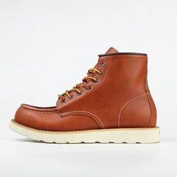 Luxury Brand Men Vintage Casual Autumn Winter Leather Shoes British Ankle Boots Motorcycle Boots