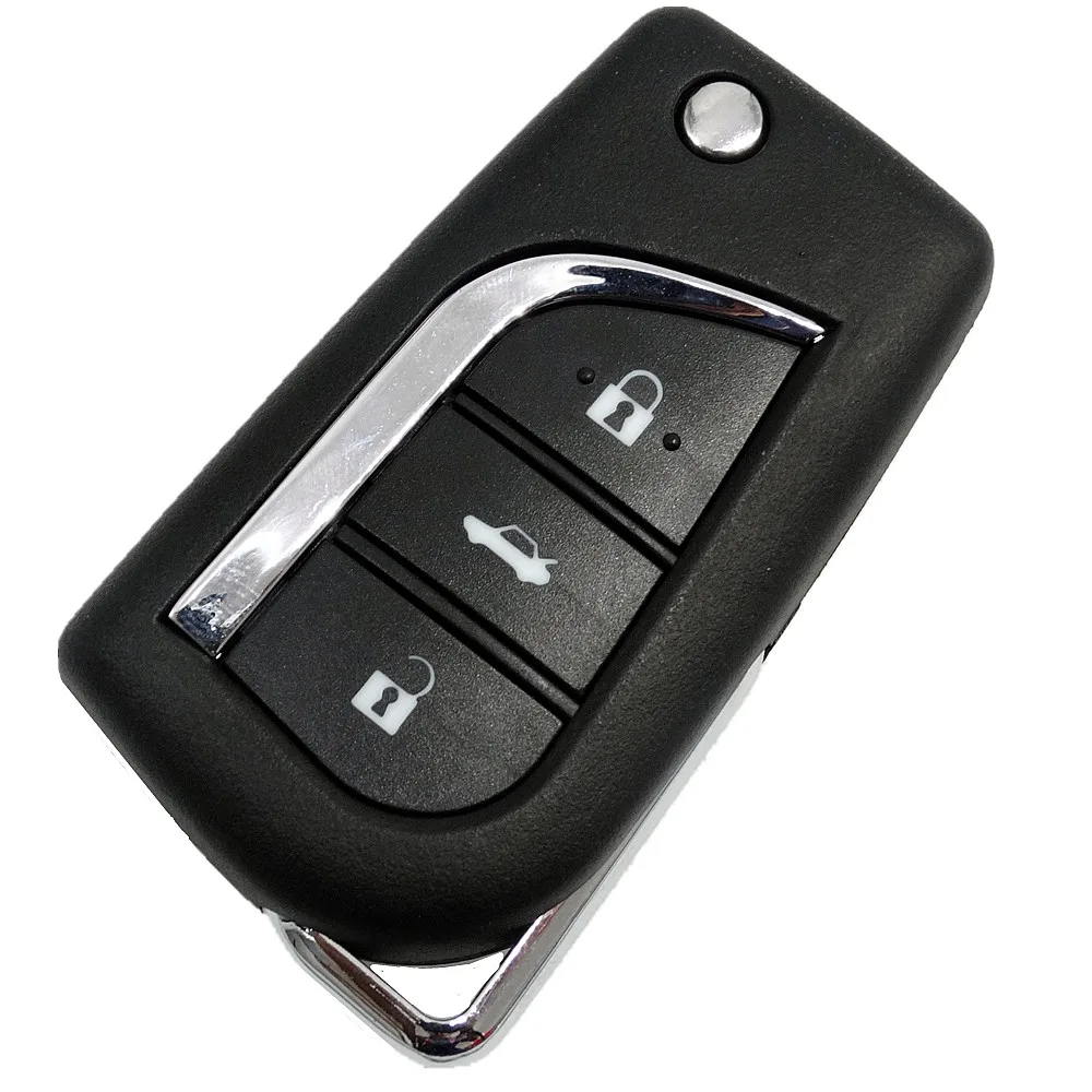 Car Key Shell Case Blank Fob Auto Remote Folding Flip 3 Button Toy43 Uncut Blade Accessories For Toyota Corolla RAV4 Before 2013