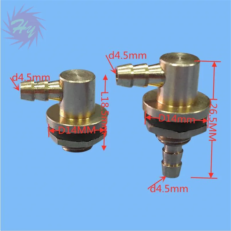 2pcs Copper Fuel Nozzle Outer Dia 14mm Metal Oiler Length 18.5/26.5mm Long Short Oil Nipple For RC Model Tank Accessories