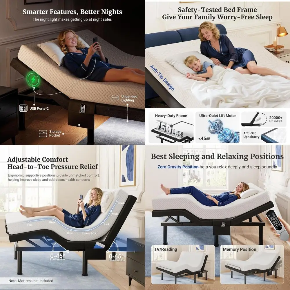 

Регулируемая кровать Twin XL Tami T600 с пультом ДУ, функциями массажа и синхронизации