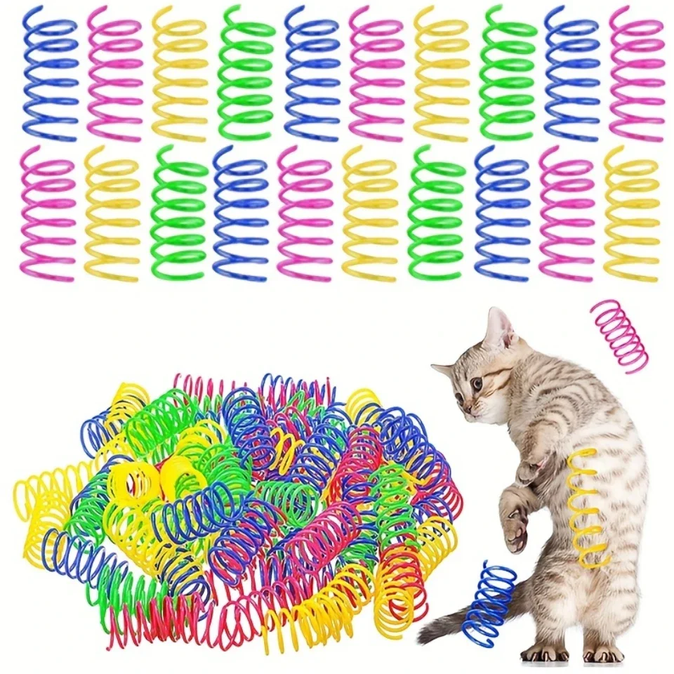 20pcs Cat Toys Spring Toys, Interactive Indoor Colorful Plastic Spring Coil For Cats Hunting